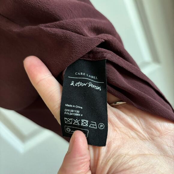 & Other Stories 100% Silk Burgandy Maxi Dress Sz 8 Wedding Guest Formal - Picture 7 of 12